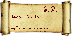 Haider Patrik névjegykártya